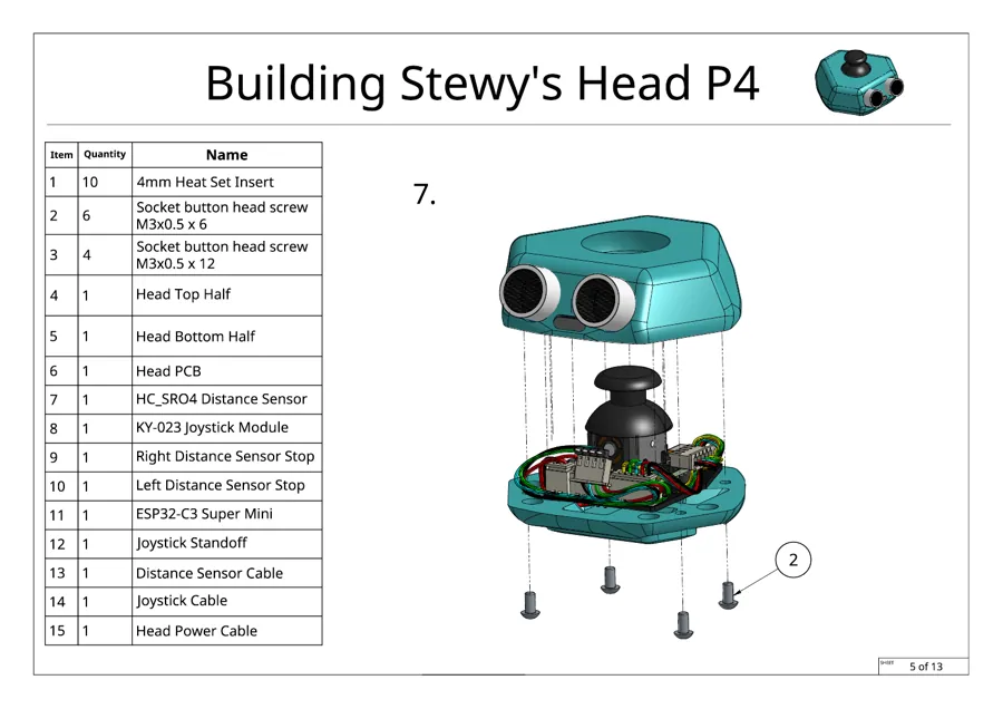 Build guide page 5 of 13: Head, part 4