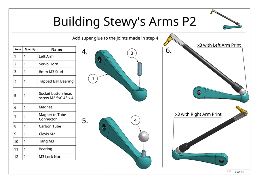 Build guide page 7 of 13: Arms, part 2