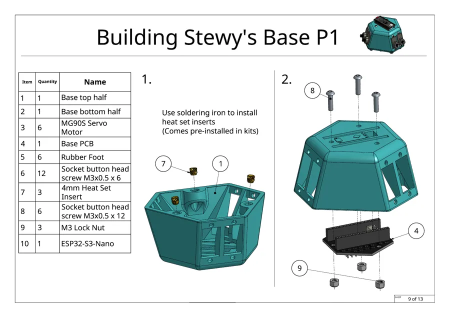 Build guide page 9 of 13: Base, part 1