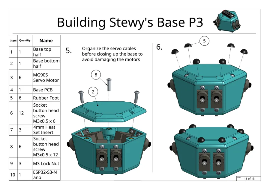 Build guide page 11 of 13: Base, part 3